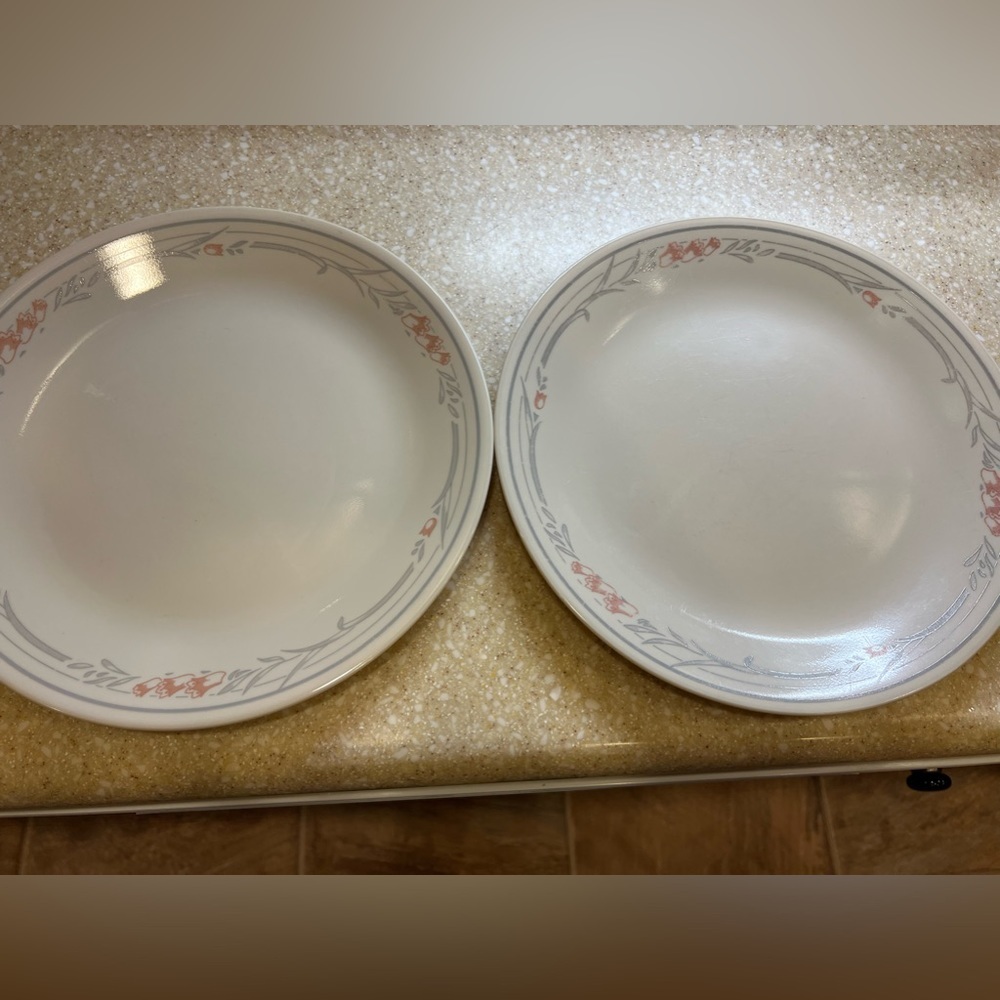 2 Vintage Corelle Dinner plates Rose Pattern